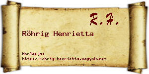 Röhrig Henrietta névjegykártya