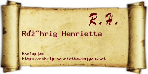 Röhrig Henrietta névjegykártya